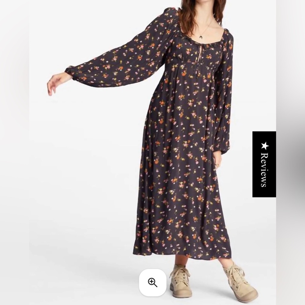 Billabong floral maxi long sleeve dress women’s size XS